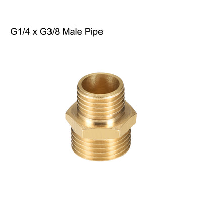 Harfington Uxcell Brass Pipe Fitting Reducing Hex G1/4 x G3/8 Male Pipe Brass Fitting