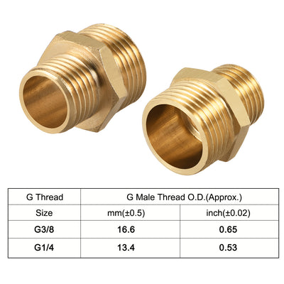 Harfington Uxcell Brass Pipe Fitting Reducing Hex G1/4 x G3/8 Male Pipe Brass Fitting