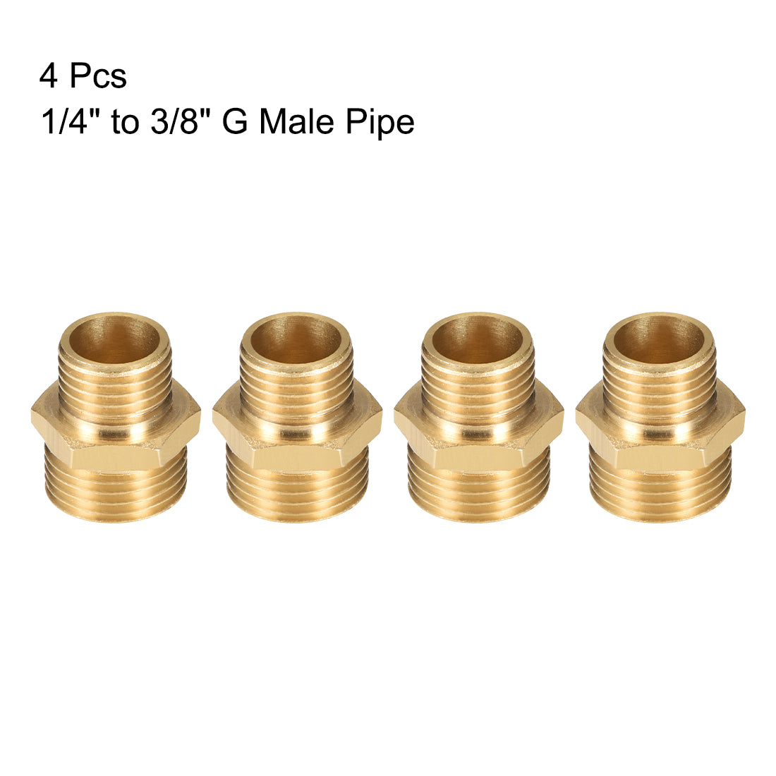 uxcell Uxcell Brass Pipe Fitting Reducing Hex G1/4 x G3/8 Male Pipe Brass Fitting 4pcs