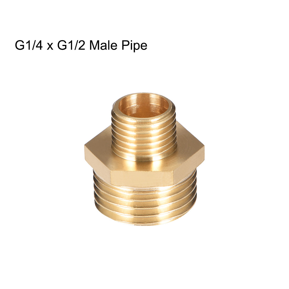 uxcell Uxcell Brass Pipe Fitting Reducing Hex G1/4 x G1/2 Male Pipe Brass Fitting