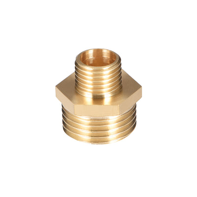 Harfington Uxcell Brass Pipe Fitting Reducing Hex G1/4 x G1/2 Male Pipe Brass Fitting