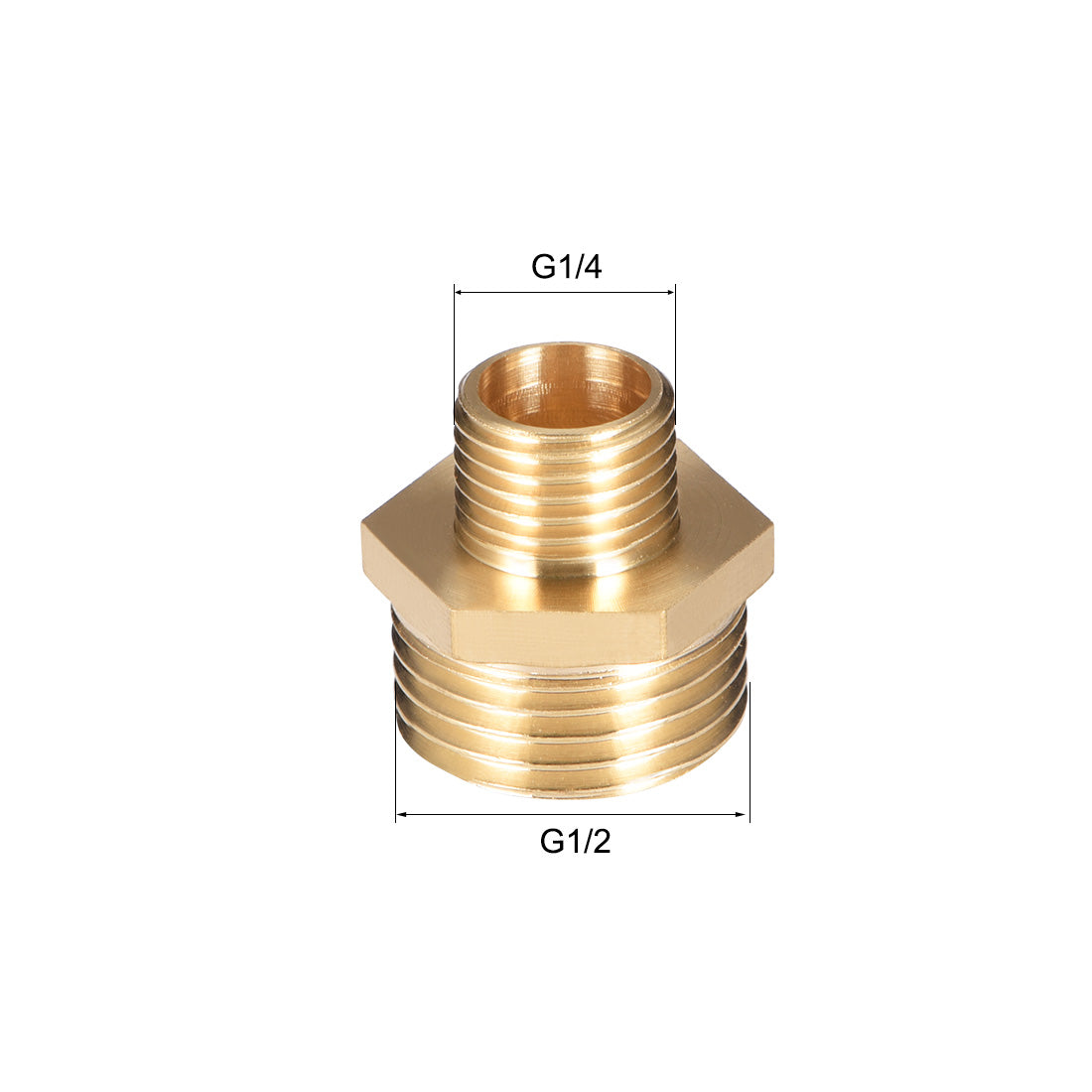 uxcell Uxcell Brass Pipe Fitting Reducing Hex G1/4 x G1/2 Male Pipe Brass Fitting 6pcs