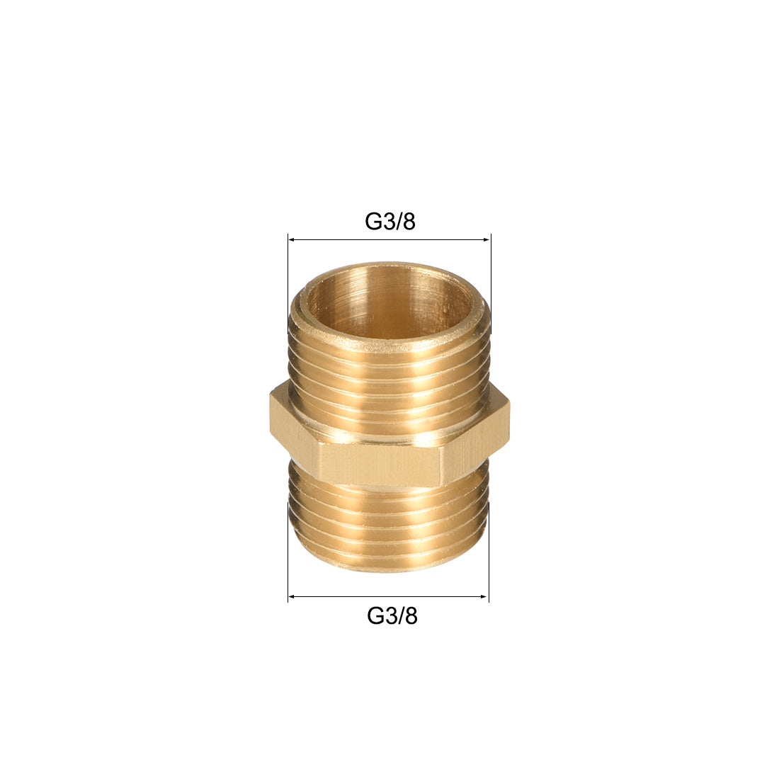 uxcell Uxcell Brass Pipe Fitting Hex G3/8 x G3/8 Male Thread Pipe Brass Fitting 4pcs