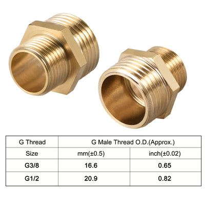 Harfington Uxcell Brass Pipe Fitting Reducing Hex G3/8 x G1/2 Male Pipe Brass Fitting