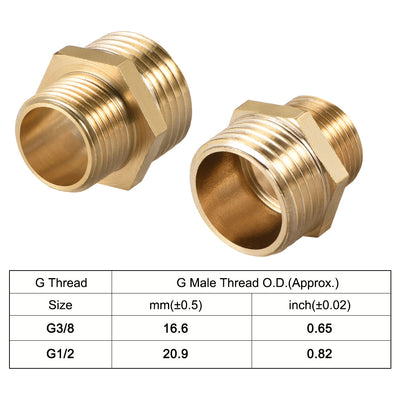 Harfington Uxcell Brass Pipe Fitting Reducing Hex G3/8 x G1/2 Male Pipe Brass Fitting 4pcs