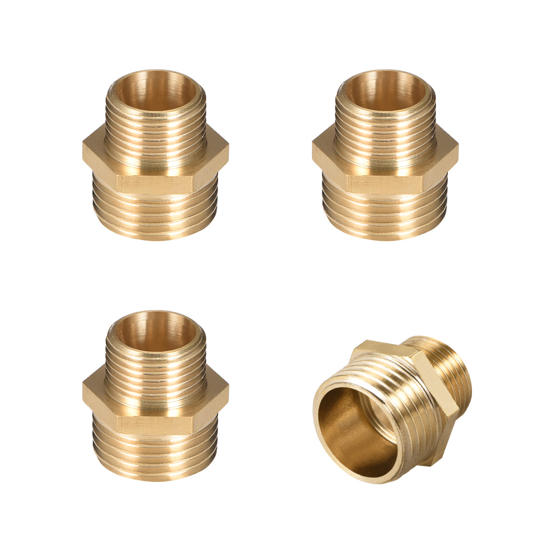 uxcell Uxcell Brass Pipe Fitting Reducing Hex G3/8 x G1/2 Male Pipe Brass Fitting 4pcs