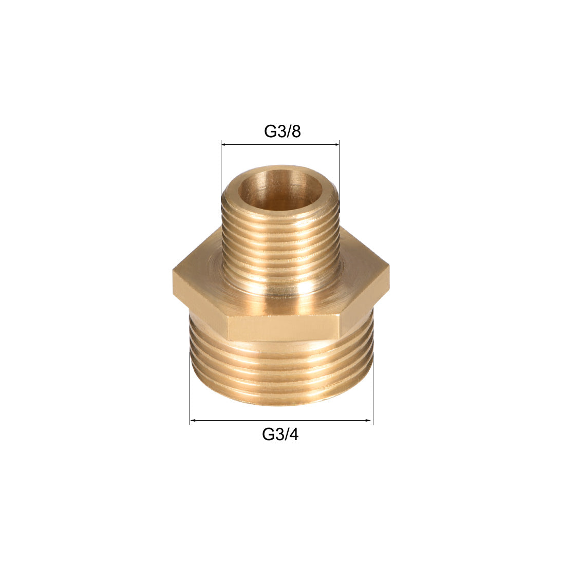 uxcell Uxcell Brass Pipe Fitting Reducing Hex G3/8 Male x G3/4 Male Pipe Brass Fitting