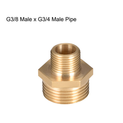 Harfington Uxcell Brass Pipe Fitting Reducing Hex G3/8 Male x G3/4 Male Pipe Brass Fitting