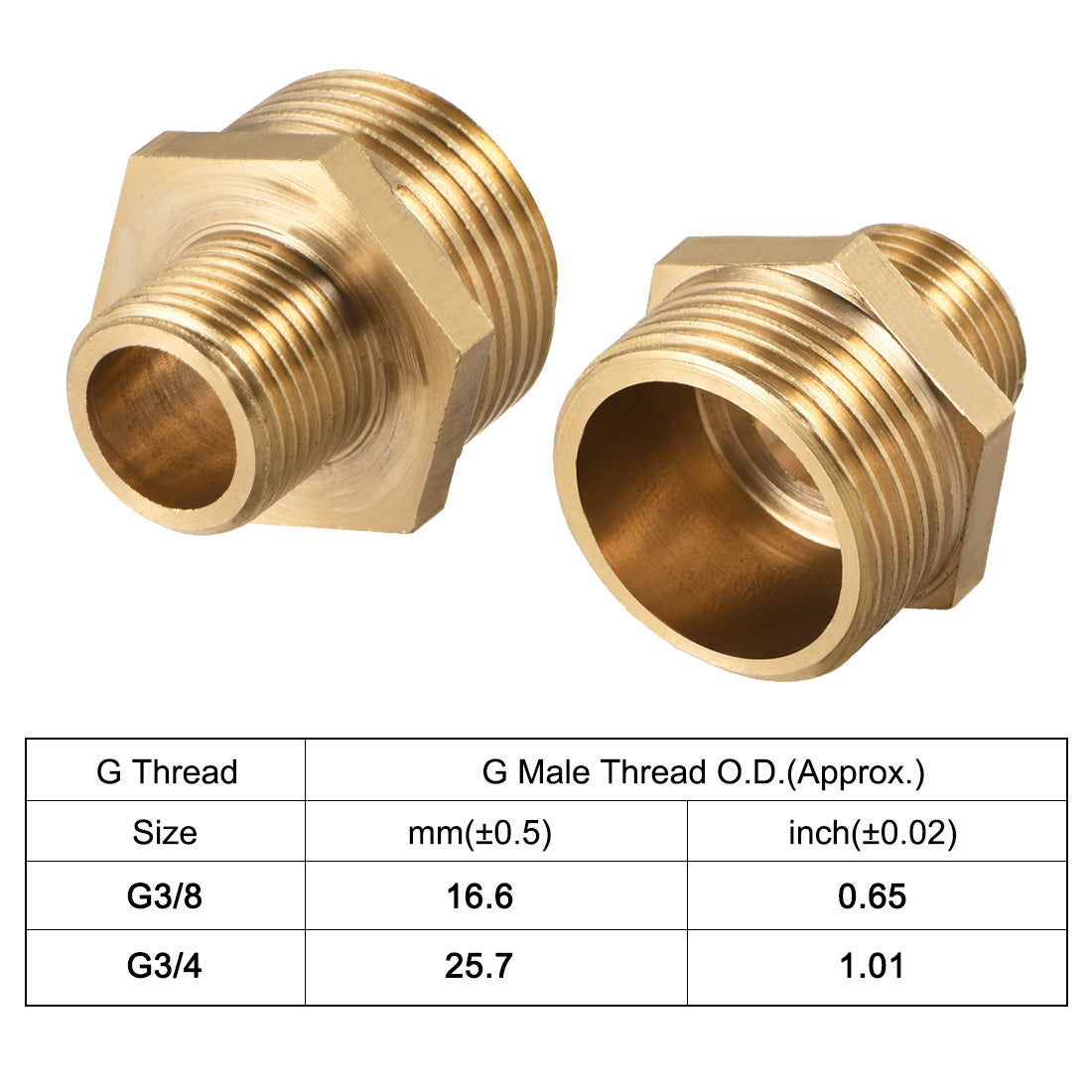 uxcell Uxcell Brass Pipe Fitting Reducing Hex G3/8 Male x G3/4 Male Pipe Brass Fitting