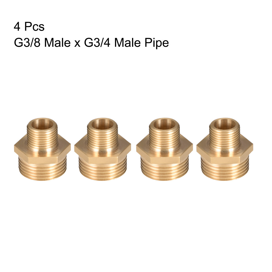 uxcell Uxcell Brass Pipe Fitting Reducing Hex G3/8 x G3/4 Male Pipe Brass Fitting 4pcs