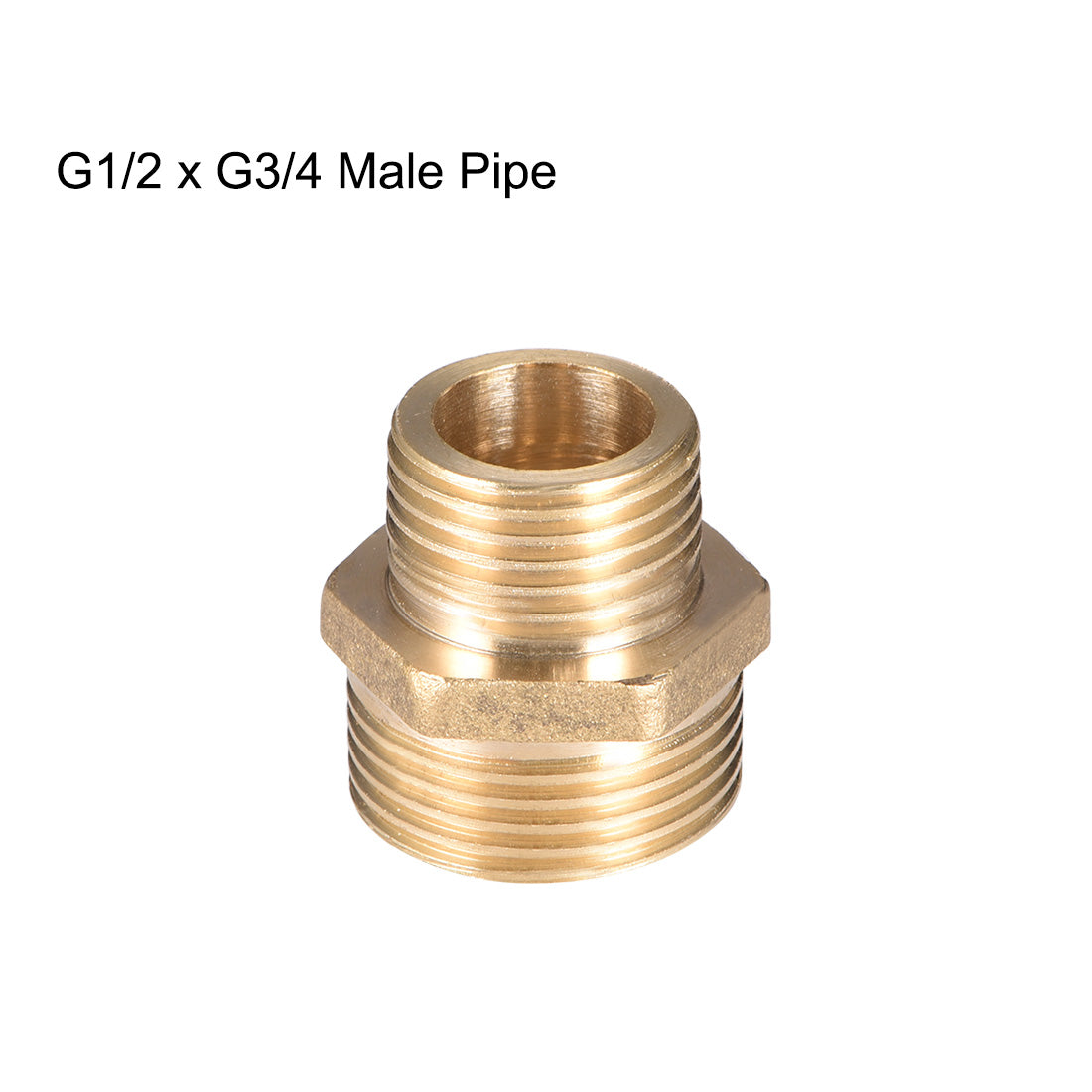 uxcell Uxcell Brass Pipe Fitting Reducing Hex G1/2 x G3/4 Male Pipe Brass Fitting