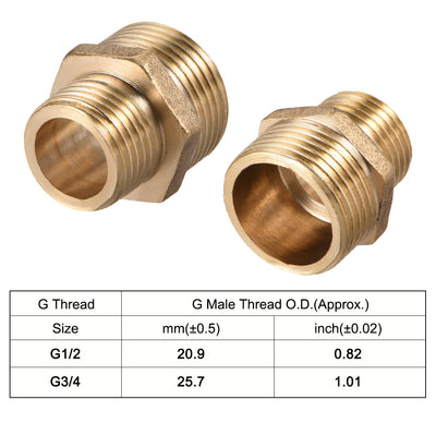 Harfington Uxcell Brass Pipe Fitting Reducing Hex G1/2 x G3/4 Male Pipe Brass Fitting