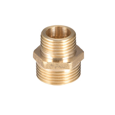 Harfington Uxcell Brass Pipe Fitting Reducing Hex G1/2 x G3/4 Male Pipe Brass Fitting