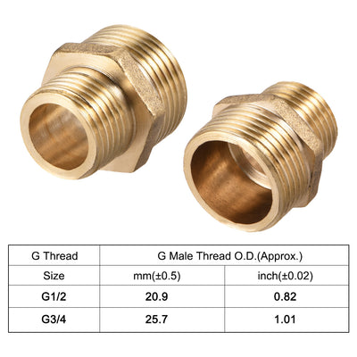 Harfington Uxcell Brass Pipe Fitting Reducing Hex G1/2 x G3/4 Male Pipe Brass Fitting 4pcs