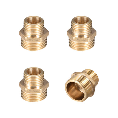 Harfington Uxcell Brass Pipe Fitting Reducing Hex G1/2 x G3/4 Male Pipe Brass Fitting 4pcs