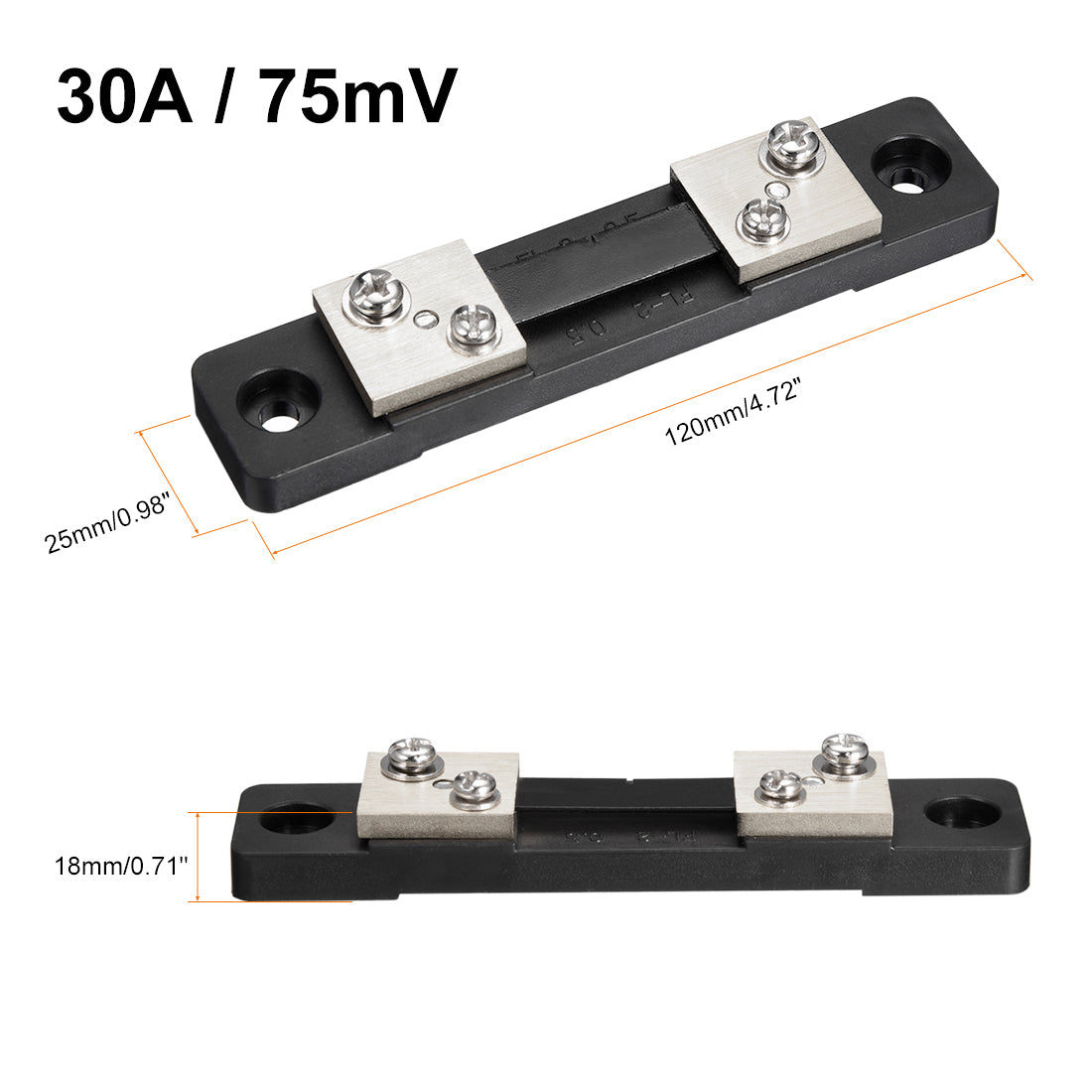 uxcell Uxcell Shunt Resistor 30A 75mV for DC Ammeter Panel Meter External FL-2 Shunt