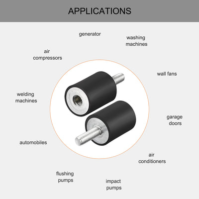 Harfington Uxcell Thread Male Female Rubber Mounts,Vibration Isolators pcs