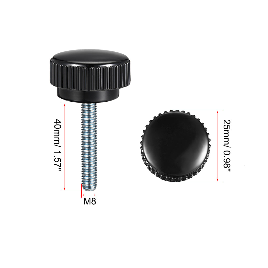 uxcell Uxcell Male Threaded Knurled Knob Grip Thumb Screw on Mechanical Round Head 10 Pack