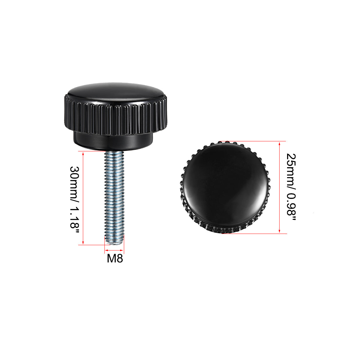 uxcell Uxcell M8 x 30mm Male Thread Knurled Clamping Knobs Grip Thumb Screw on Type  5 Pcs