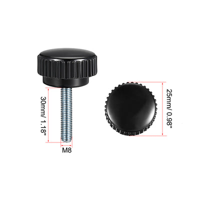 Harfington Uxcell M8 x 30mm Male Thread Knurled Clamping Knobs Grip Thumb Screw on Type  5 Pcs