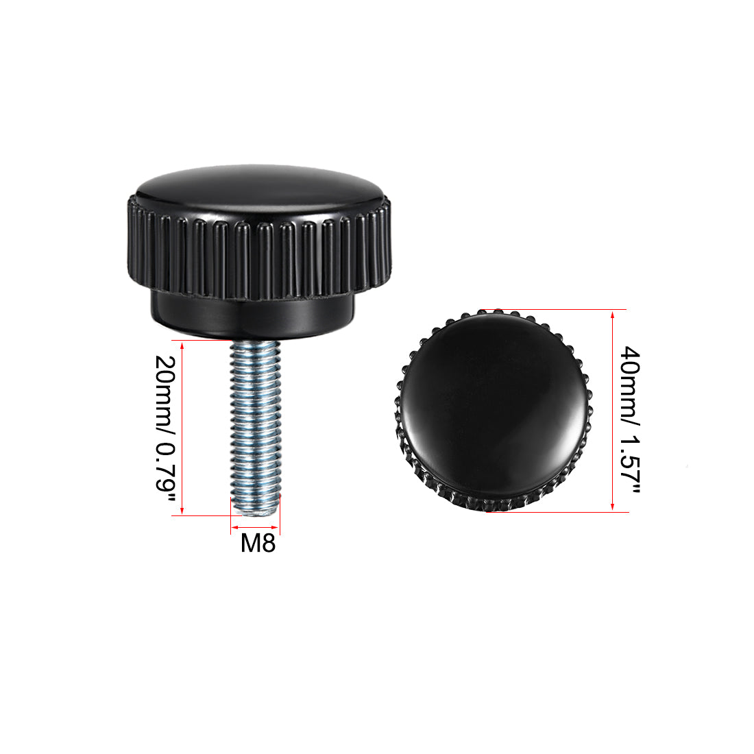 uxcell Uxcell M8 x 20mm Male Thread Knurled Clamping Knobs Grip Thumb Screw on Type  3 Pcs