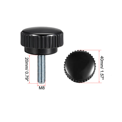 Harfington Uxcell 2pcs Knurled Clamping Knobs M8 x 20mm Zinc Plated Carbon Steel Thread 40mm Head