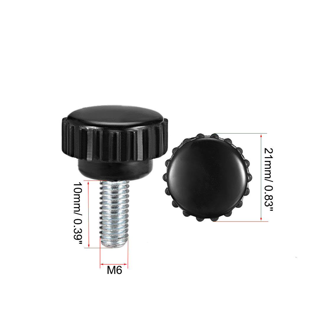 uxcell Uxcell 8pcs Knurled Clamping Knobs M6 x 10mm Zinc Plated Carbon Steel Thread 21mm Head