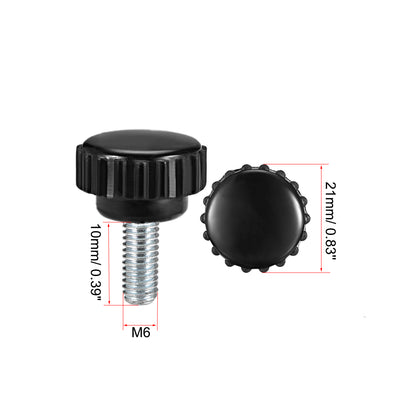 Harfington Uxcell 8pcs Knurled Clamping Knobs M6 x 10mm Zinc Plated Carbon Steel Thread 21mm Head