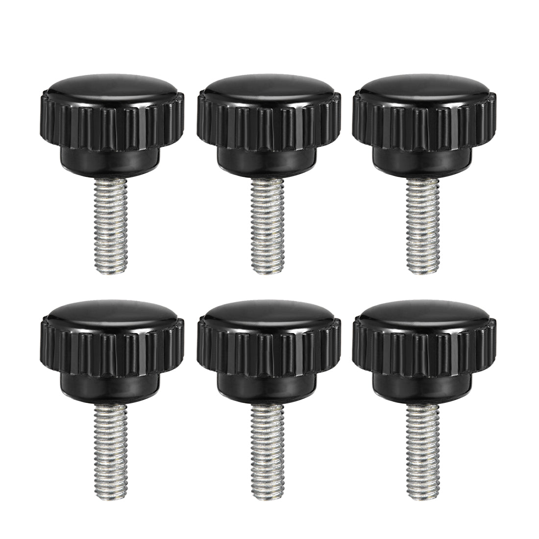 uxcell Uxcell 6pcs Knurled Clamping Knobs M5 x 16mm Zinc Plated Carbon Steel Thread 21mm Head