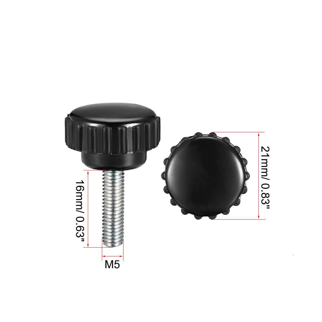 uxcell Uxcell 8pcs Knurled Clamping Knobs M5 x 16mm Zinc Plated Carbon Steel Thread 21mm Head