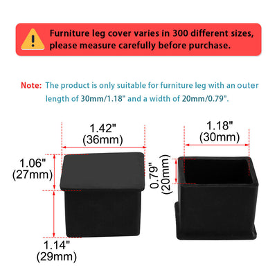 Harfington Uxcell PVC Leg Caps End Tip Feet Cover Floor Protector 4pcs 0.79" x 1.18"(20 x 30mm)