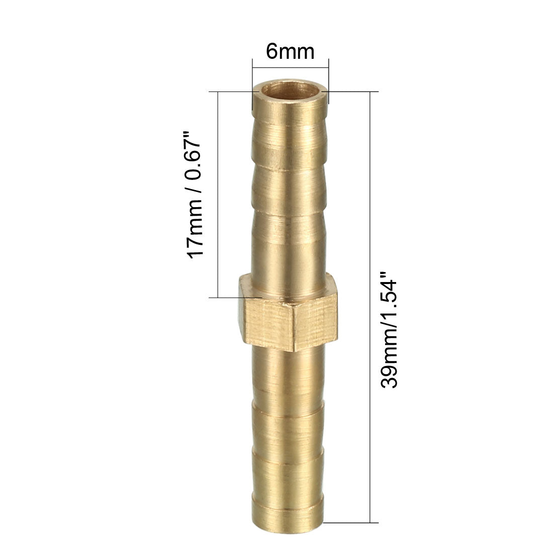 uxcell Uxcell 6mm Brass Barb Hose Fitting Straight Connector Coupler 10pcs