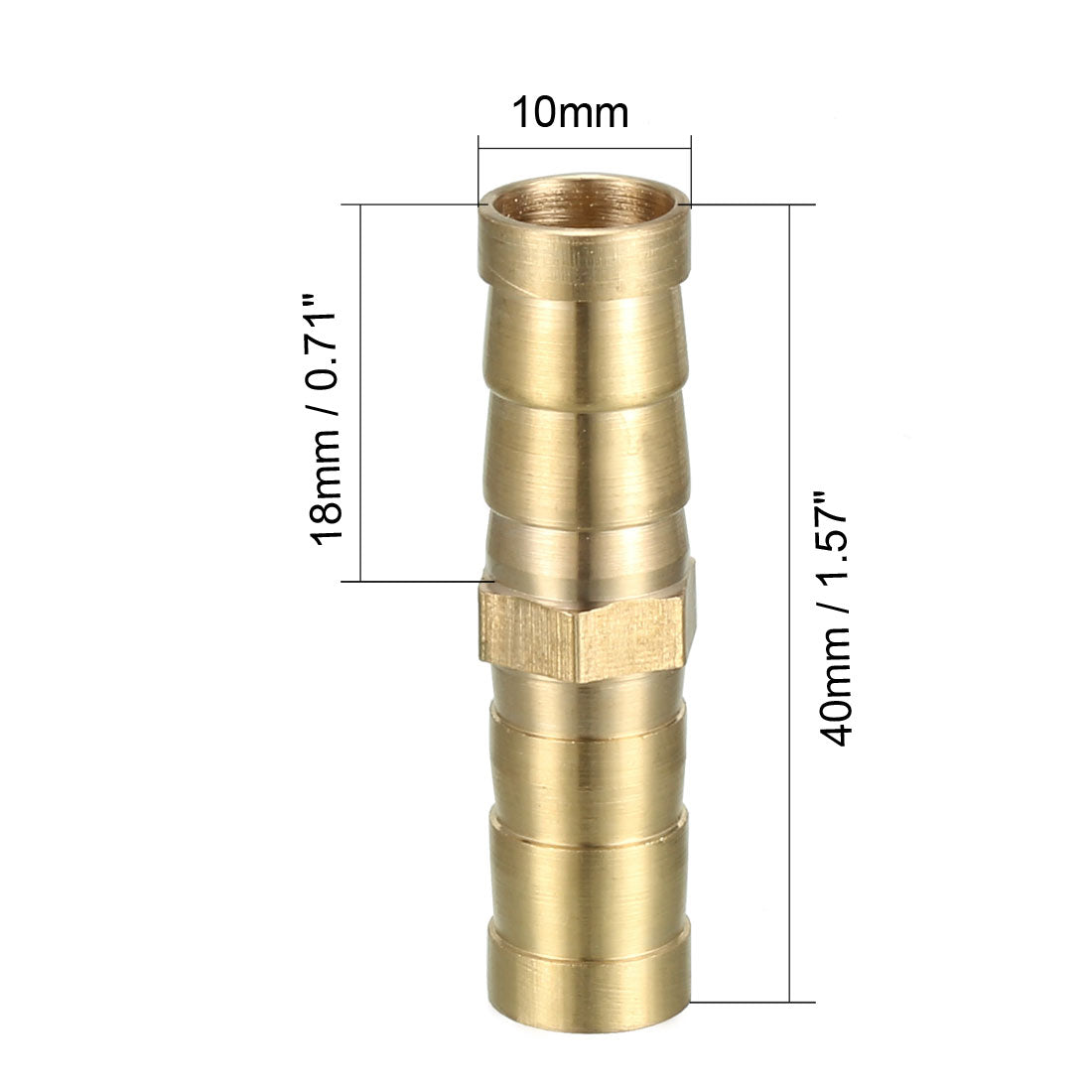 uxcell Uxcell 10mm Brass Barb Hose Fitting Straight Connector Coupler 5pcs