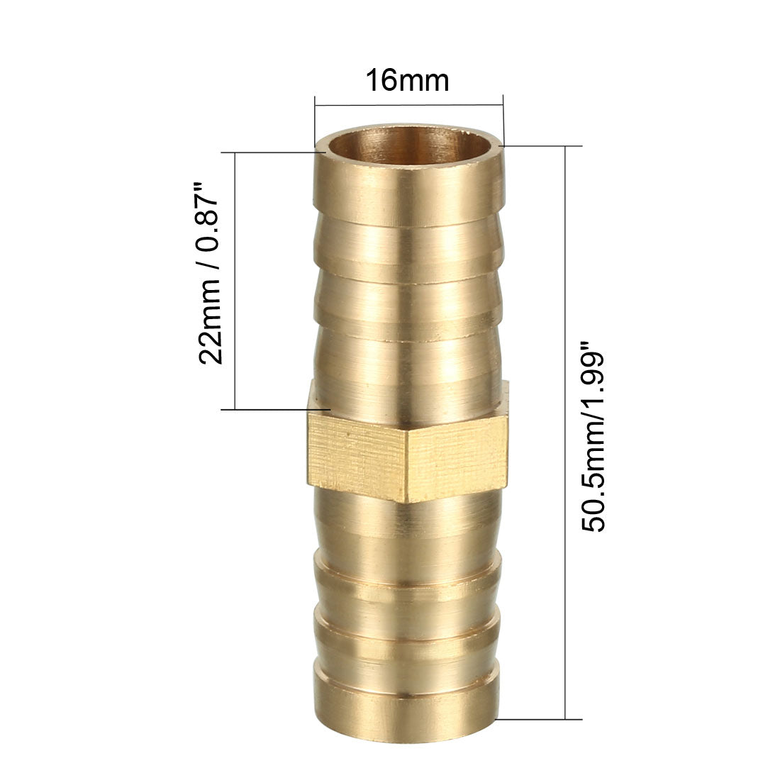 uxcell Uxcell 16mm Brass Barb Hose Fitting Straight Connector Coupler