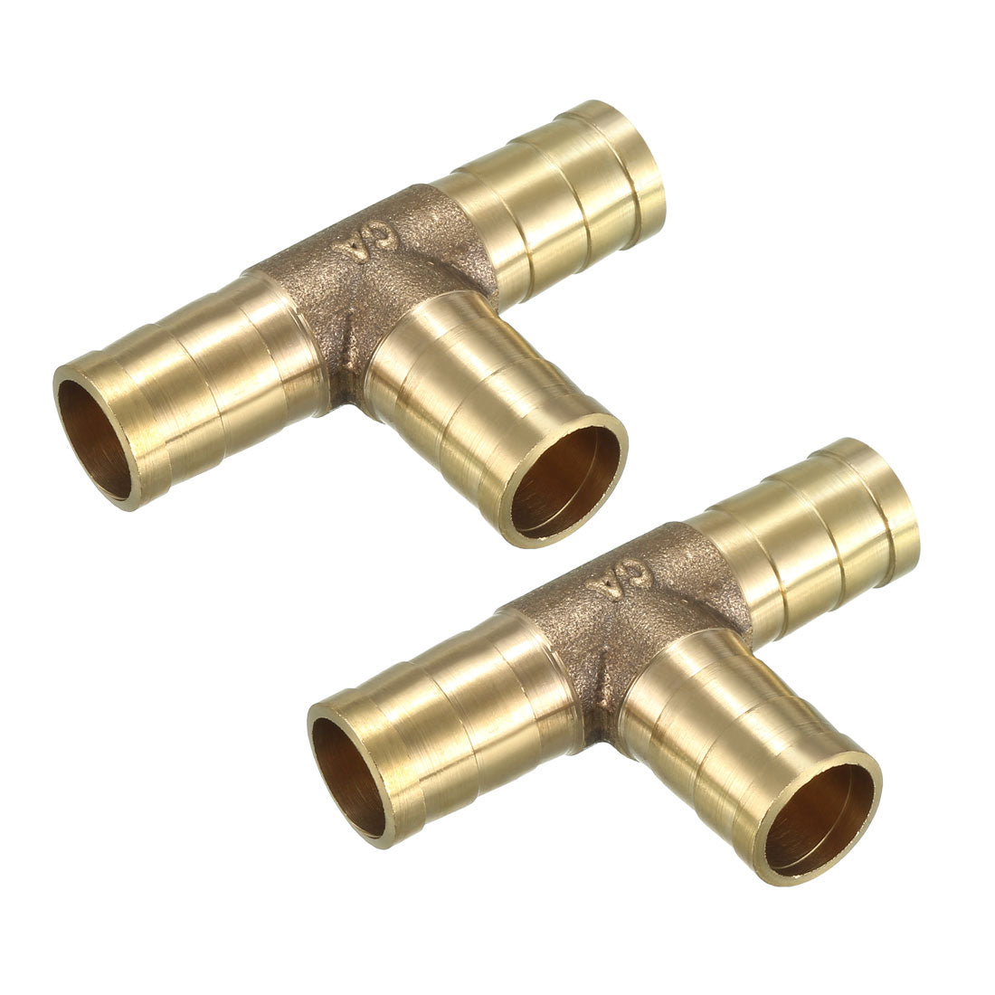 uxcell Uxcell 12mm Brass Tee Barb Hose Fitting T 3 Way Connector Joiner 2pcs