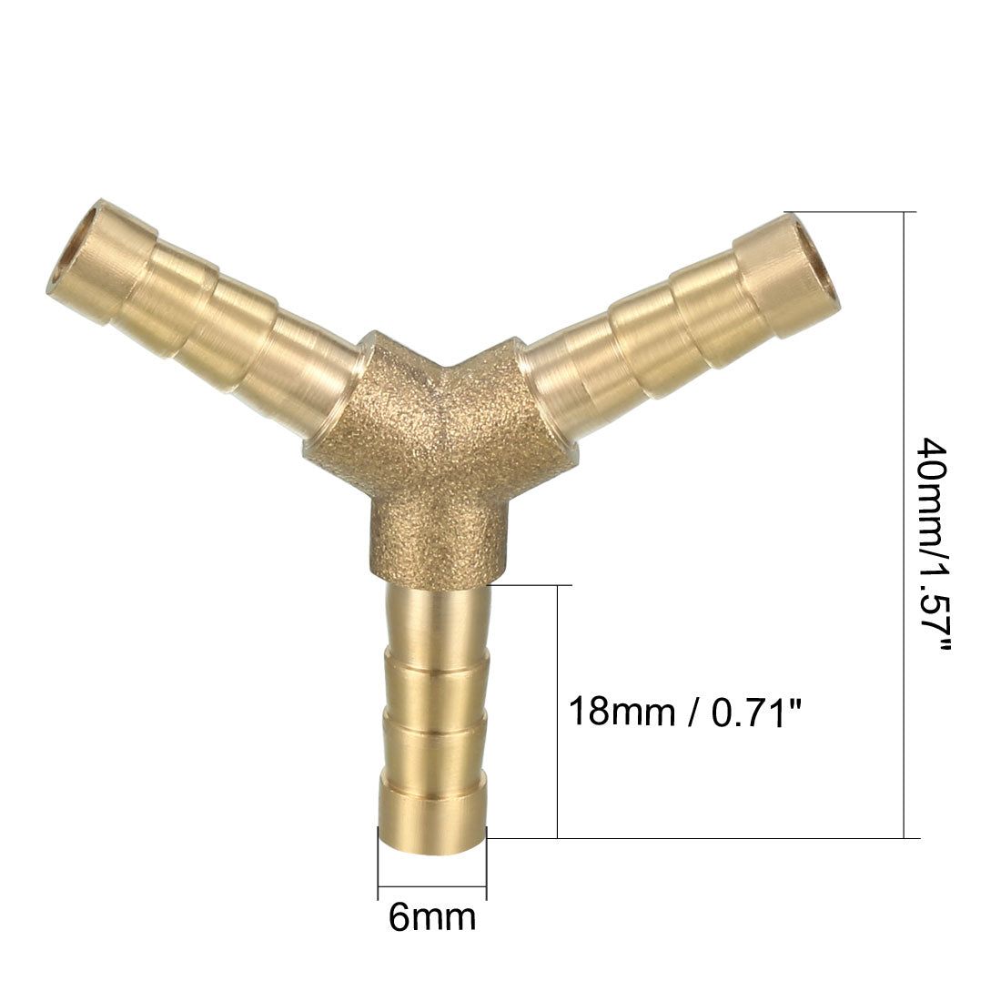 uxcell Uxcell 6mm Brass Barb Hose Fitting Tee Y-Shaped 3 Way Connector Adapter Joiner 5pcs