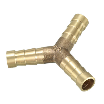 Harfington Uxcell 8mm Brass Barb Hose Fitting Tee Y-Shaped 3 Way Connector Adapter Joiner