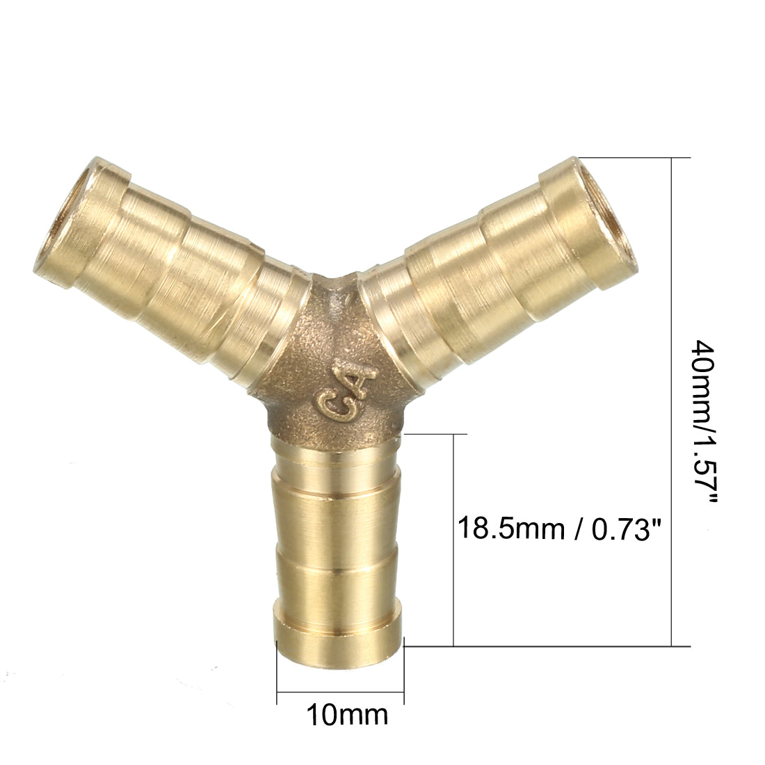 uxcell Uxcell 10mm Brass Barb Hose Fitting Tee Y-Shaped 3 Way Connector Adapter Joiner