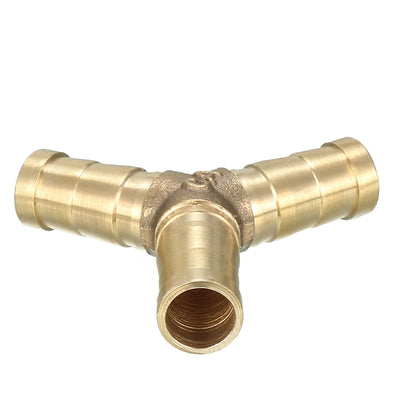 Harfington Uxcell 10mm Brass Barb Hose Fitting Tee Y-Shaped 3 Way Connector Adapter Joiner