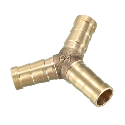 Harfington Uxcell 10mm Brass Barb Hose Fitting Tee Y-Shaped 3 Way Connector Adapter Joiner