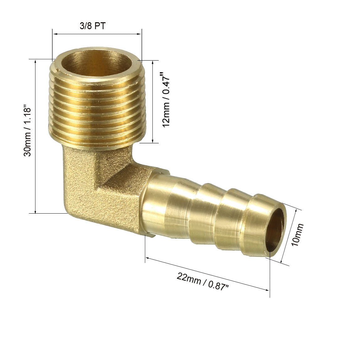 uxcell Uxcell Brass Barb Hose Fitting 90 Degree Elbow 10mm Barbed x 3/8 PT Male Connector 2pcs