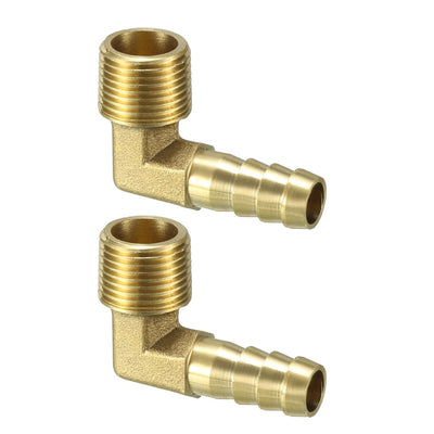 Harfington Uxcell Brass Barb Hose Fitting 90 Degree Elbow 10mm Barbed x 3/8 PT Male Connector 2pcs