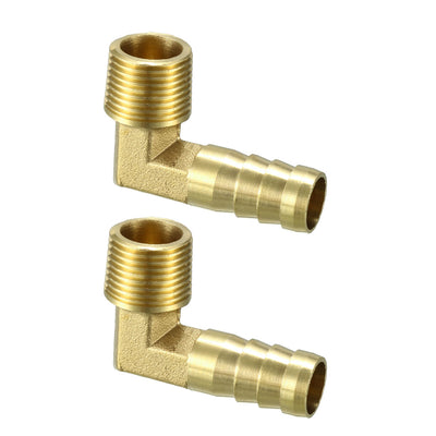 Harfington Uxcell Brass Barb Hose Fitting 90 Degree Elbow 12mm Barbed x 3/8 PT Male Connector 2pcs