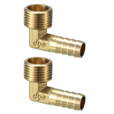 Harfington Uxcell Brass Barb Hose Fitting 90 Degree Elbow 12mm Barbed x 1/2 PT Male Connector 2pcs