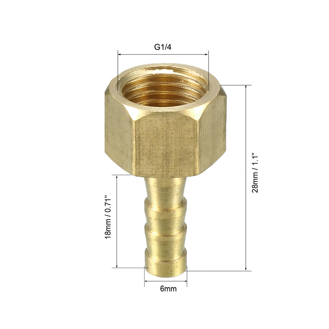 uxcell Uxcell Brass Barb Hose Fitting Connector Adapter 6mm Barbed x G1/4 Female Pipe