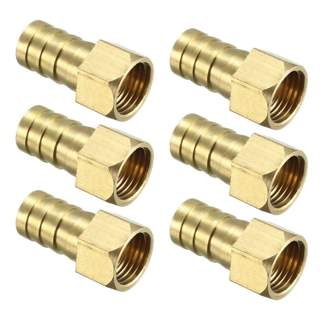 uxcell Uxcell Brass Barb Hose Fitting Connector Adapter 12mm Barbed x G1/4 Female Pipe 6pcs