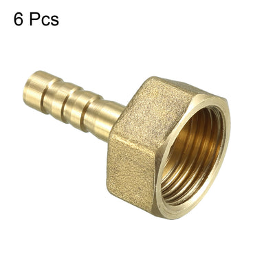 Harfington Uxcell Brass Barb Hose Fitting Connector Adapter 6.5mm Barbed x 3/8 PT Female Pipe 6pcs