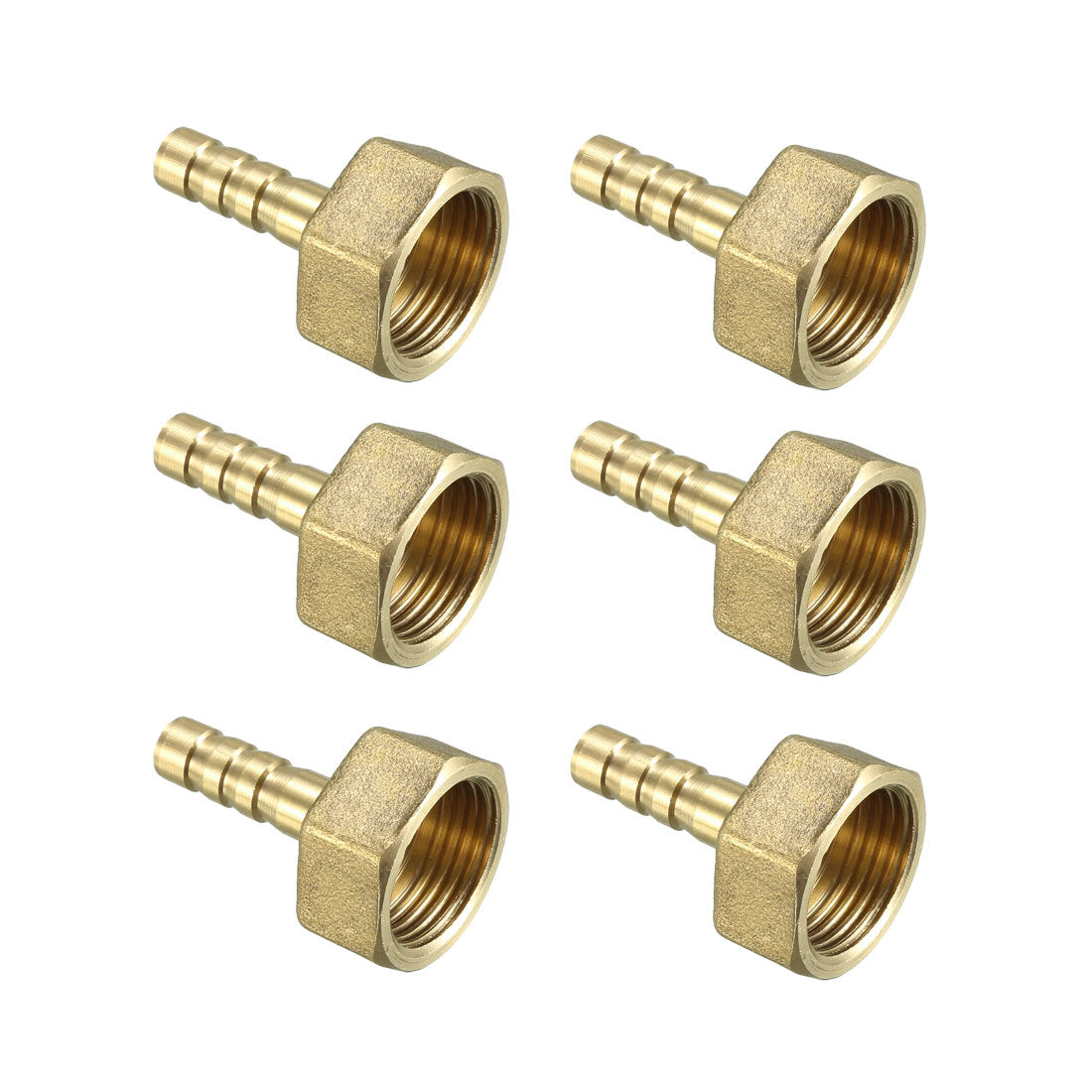 uxcell Uxcell Brass Barb Hose Fitting Connector Adapter 6.5mm Barbed x 3/8 PT Female Pipe 6pcs