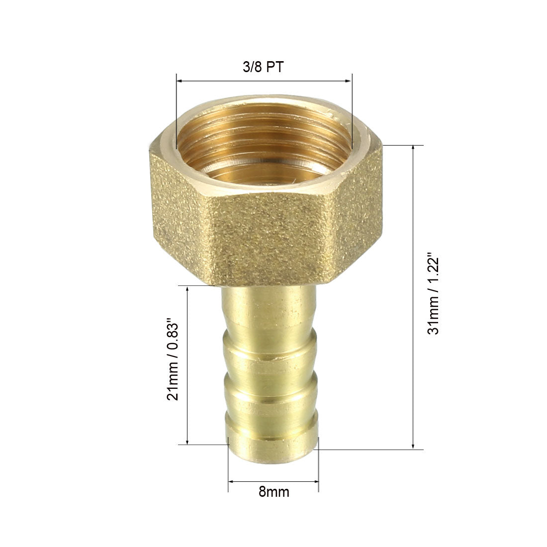 uxcell Uxcell Brass Barb Hose Fitting Connector Adapter 8mm Barbed x 3/8 PT Female Pipe