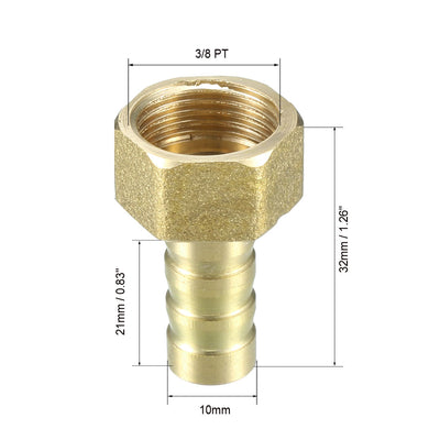 Harfington Uxcell Brass Barb Hose Fitting Connector Adapter 10mm Barbed x 3/8 PT Female Pipe